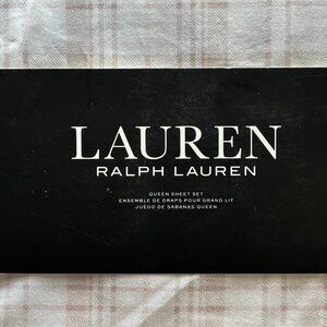 Ralph Lauren Percale Cotton Queen Size Sheet Set    Subtle Beige & Pink Plaid